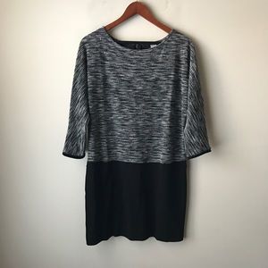 LOFT grey, black and white dress